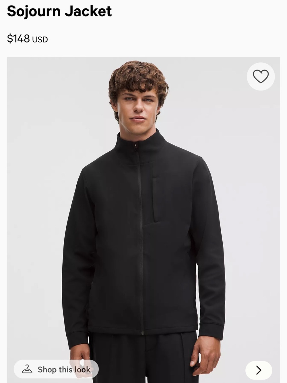 lululemon athletica Men's Black Lightweight Full-Zip Jacket